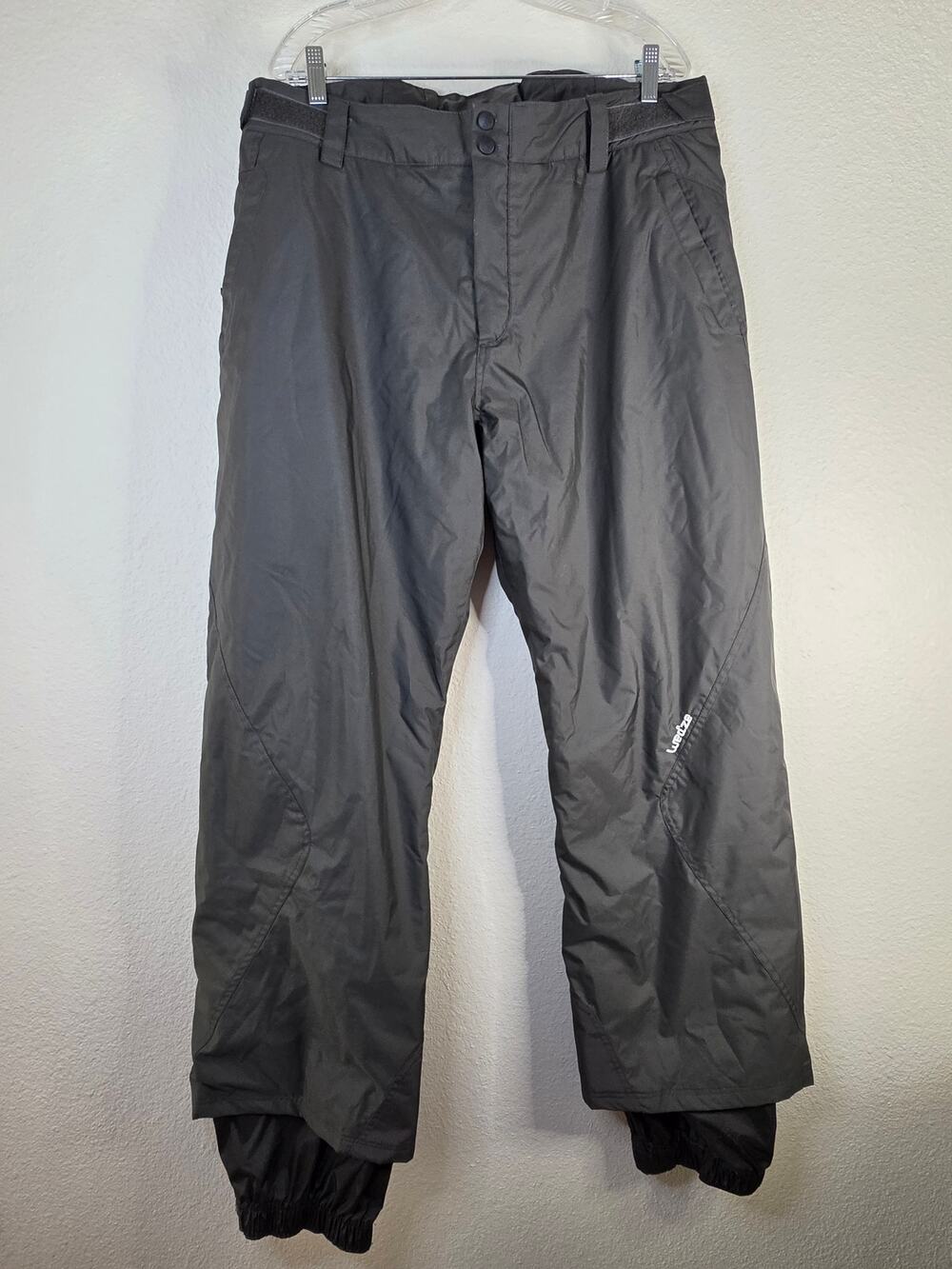 Wedze Dark Gray Insulated Ski Snowboard Pants Adjustable Waist Zip Front Pockets